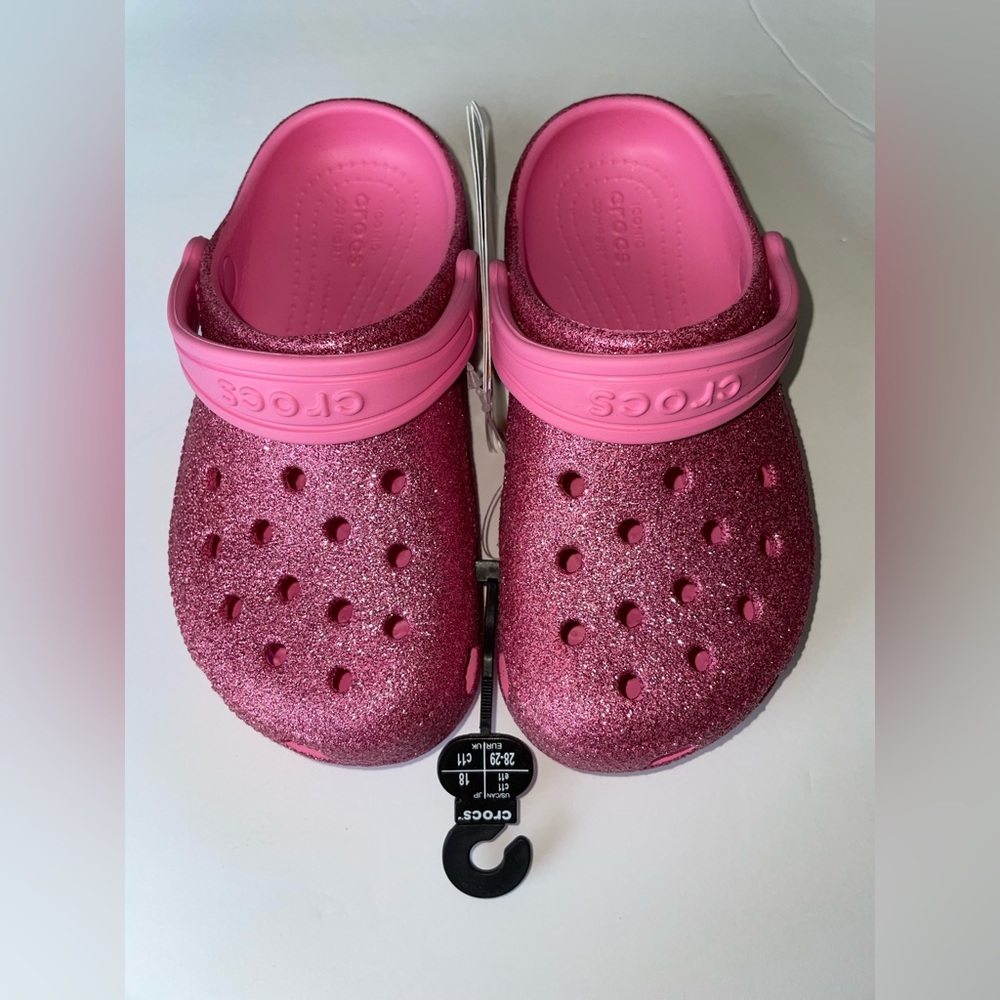 Crocs pink Classic with glitter for girls size 11